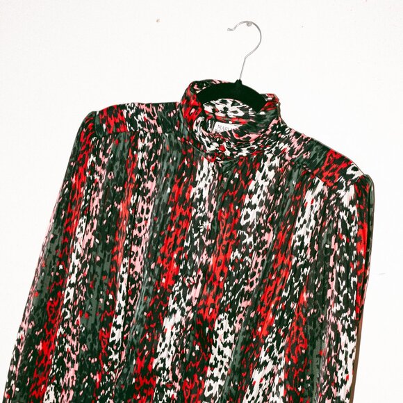 Vintage 90s Marlis by Elle Designs Abstract Animal Stripe Blouse - Picture 2 of 6